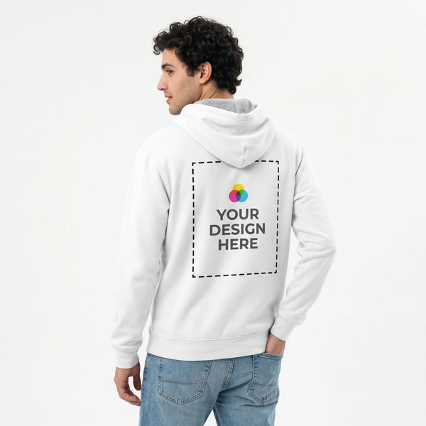 Custom Hoodie with Logo - Male model back view