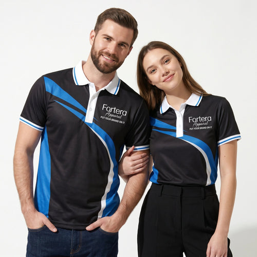 All Over Print Polo Shirt Diagonal Panel team uniform on the field - Fortera Apparel