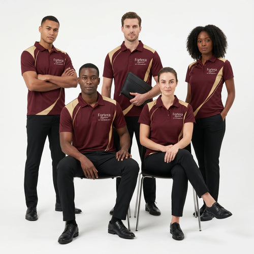 Sublimation Polo Shirt Side Curve team uniform on the field - Fortera Apparel