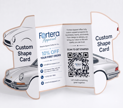 Custom Shape Business Cards | Die Cut, Square & Rounded | Fortera Apparel