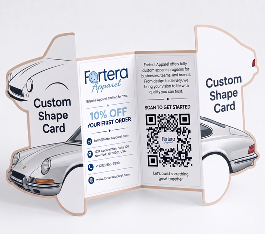 Custom Shape Business Cards | Die Cut, Square & Rounded | Fortera Apparel