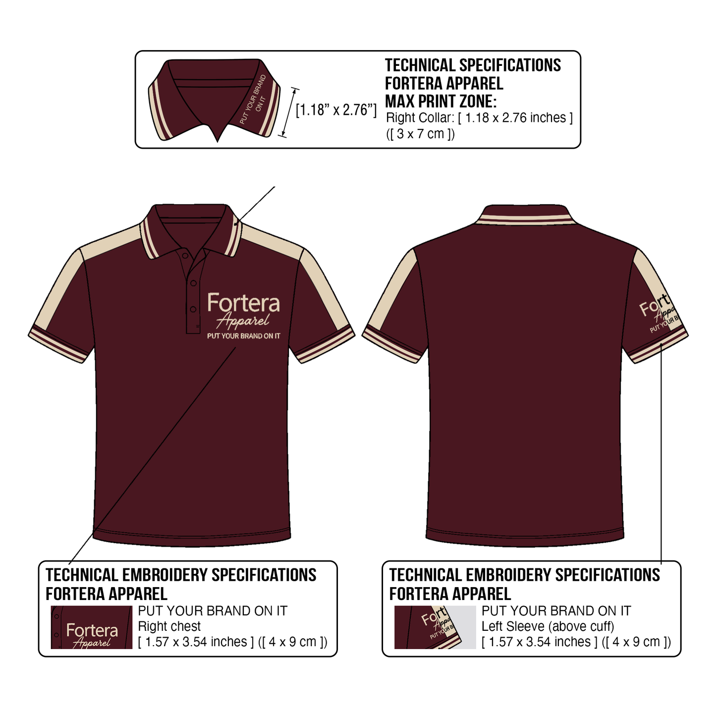Polo Shirt with Company Logo Shoulder Panel - Fortera Apparel