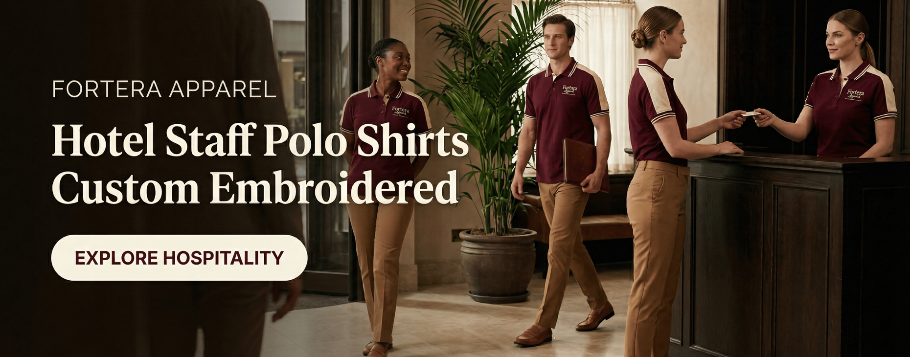 Hotel Staff Polo Shirts Custom Embroidered - Fortera Apparel