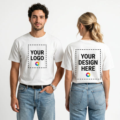 Comfort Colors Custom T-Shirt - Hanging on wooden hanger displaying brand tag