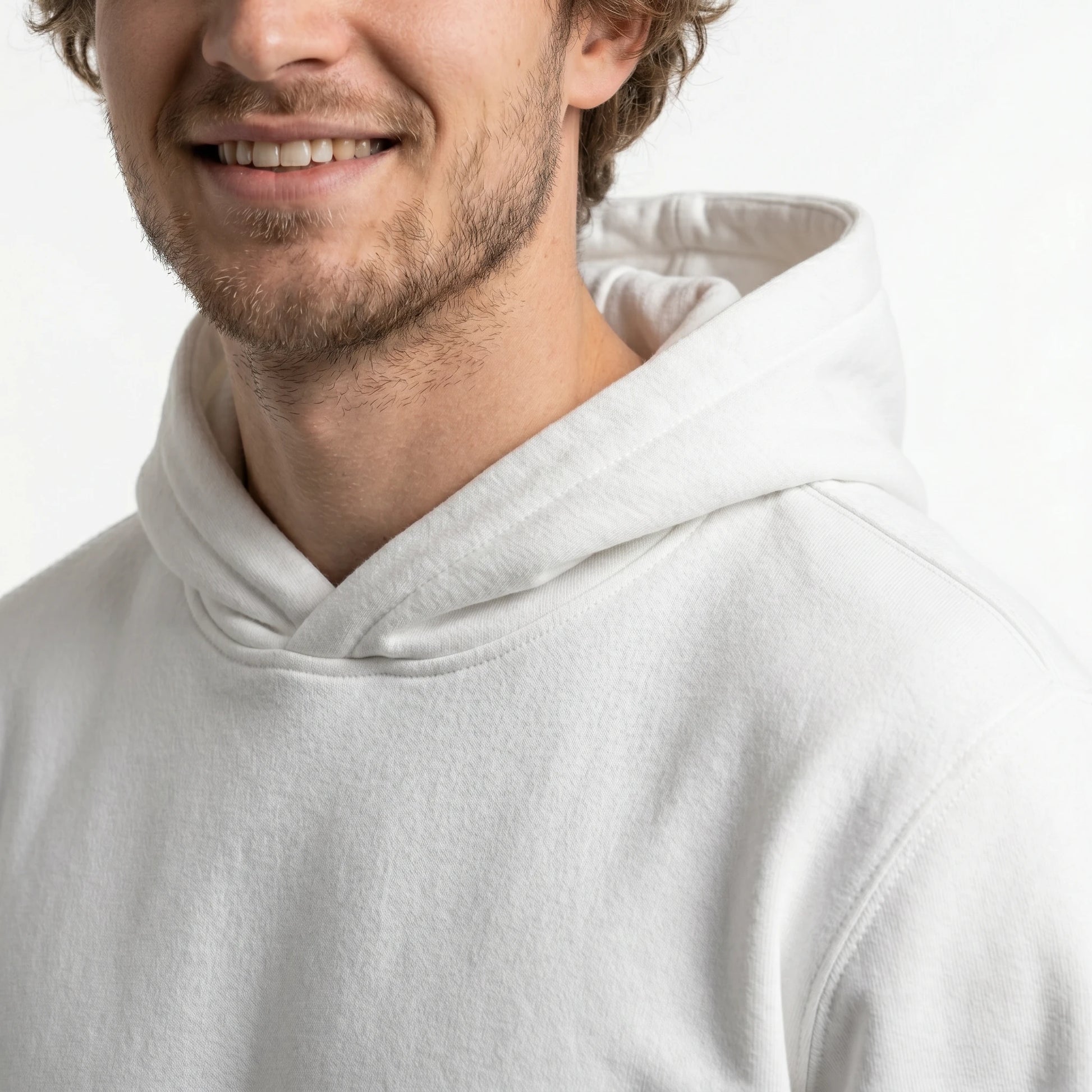 Custom Hoodie with Logo - Close-up neckline and fabric detail