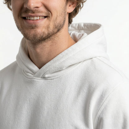 Custom Hoodie with Logo - Close-up neckline and fabric detail