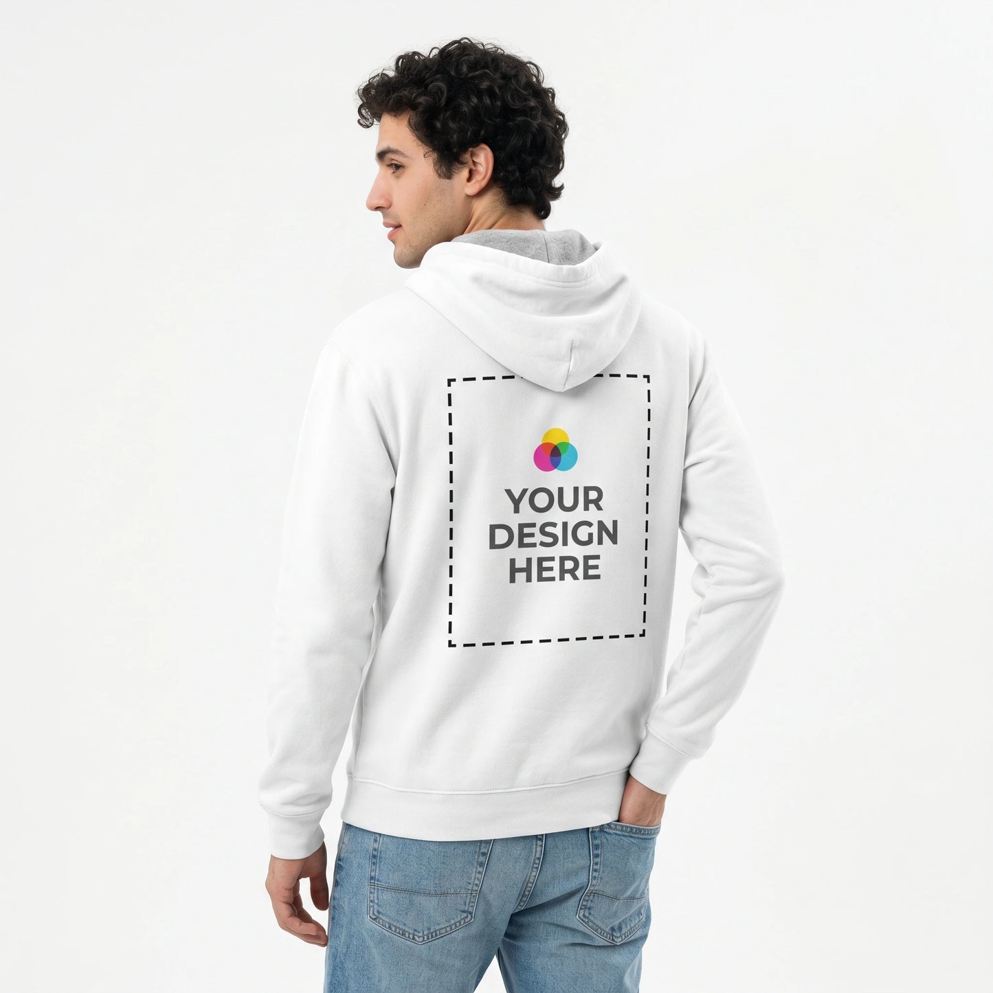 Custom Hoodie with Logo - Male model back view