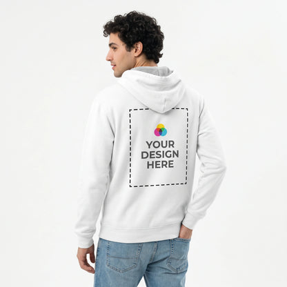 Custom Hoodie with Logo - Male model back view
