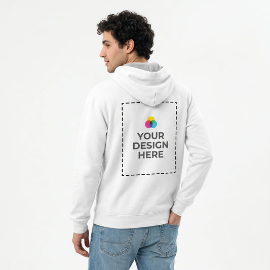 Custom Hoodie with Logo - Male model back view