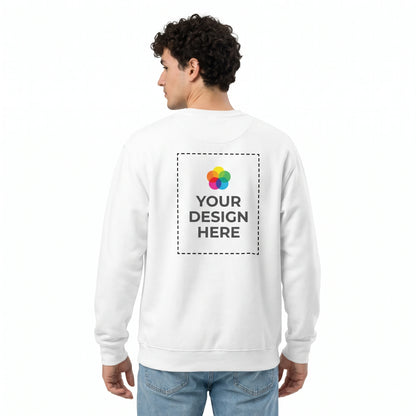 Custom Crewneck Sweatshirt with Logo - Male model back view