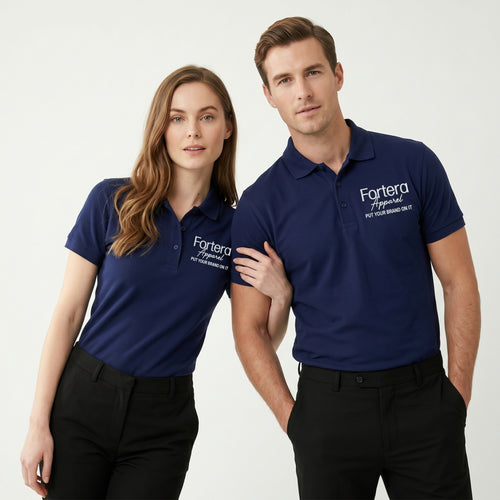 Solid navy custom embroidered polo shirt clean minimal design - team uniform group