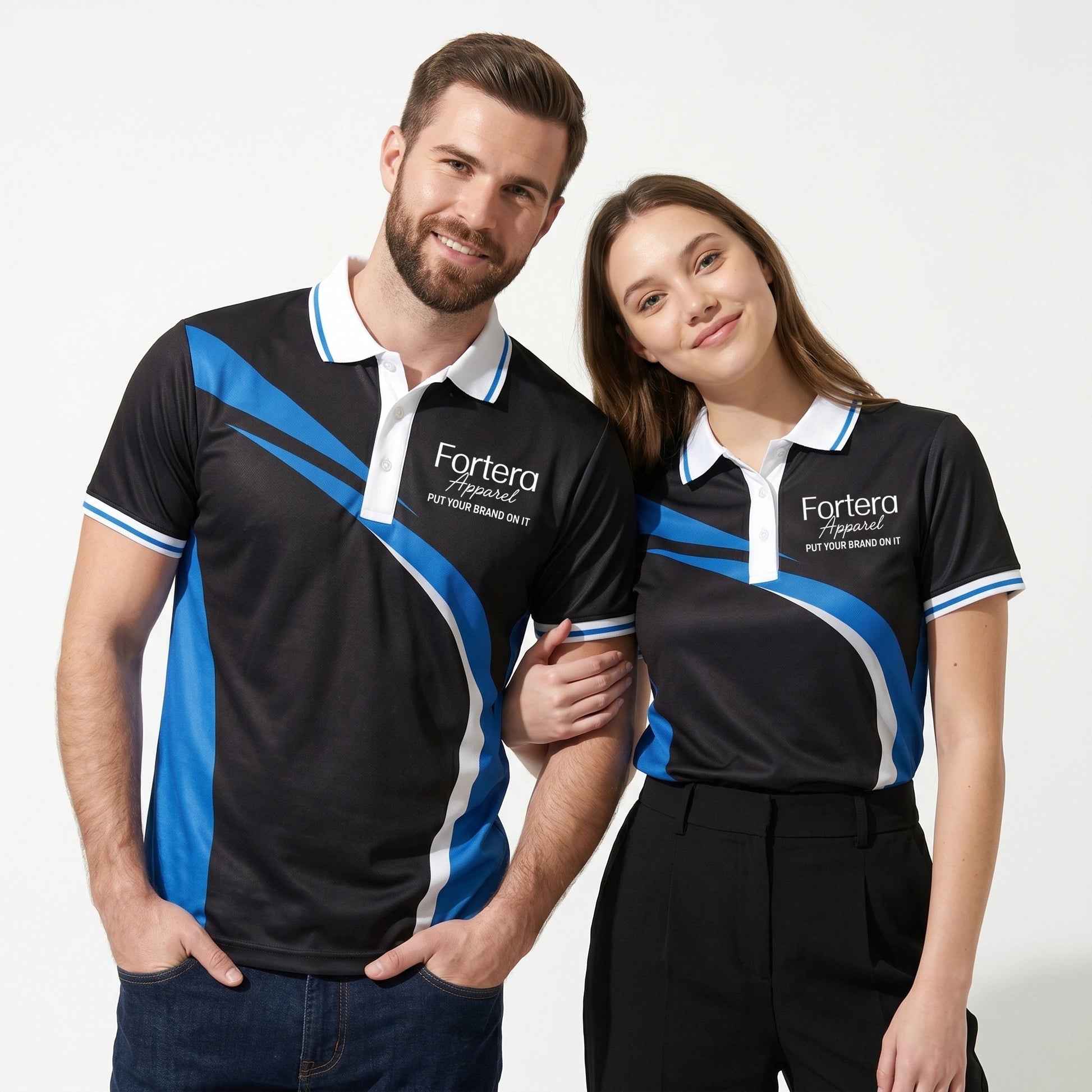 All Over Print Polo Shirt Diagonal Panel team uniform on the field - Fortera Apparel