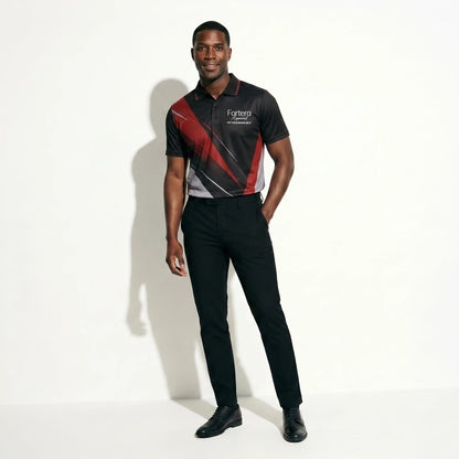 All Over Print Polo Shirt Angular Brush close-up fabric texture - Fortera Apparel