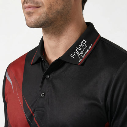 All Over Print Polo Shirt Angular Brush back view detail - Fortera Apparel