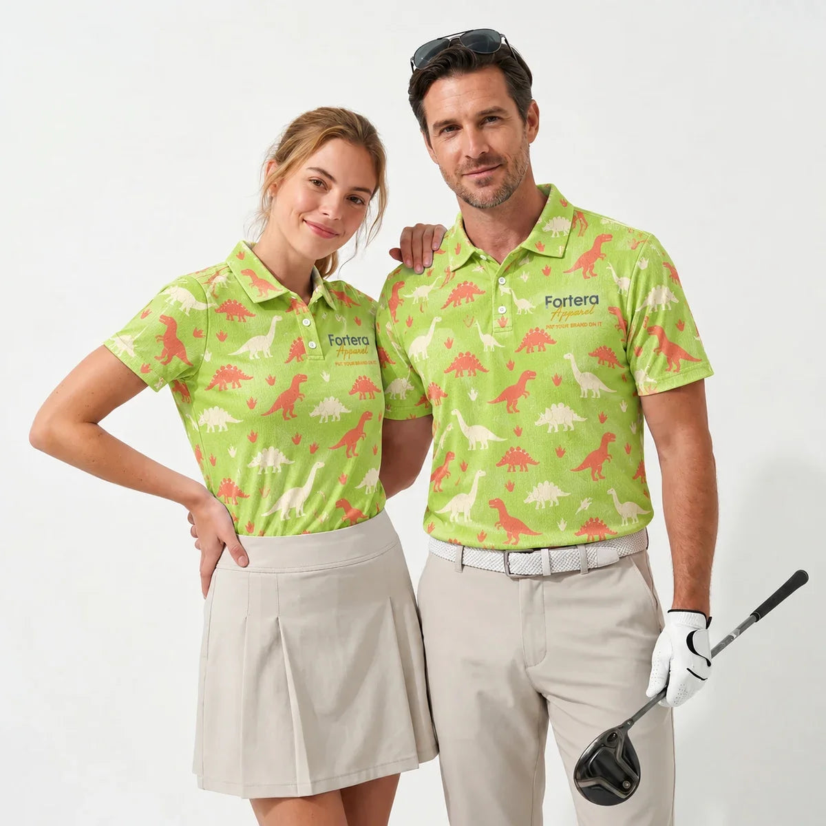 Dinosaur Polo Shirt with Fortera Apparel chest logo