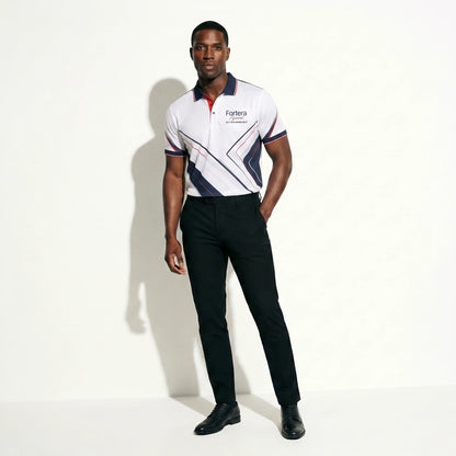 All Over Print Polo Shirt Geo Cross Line close-up fabric texture - Fortera Apparel