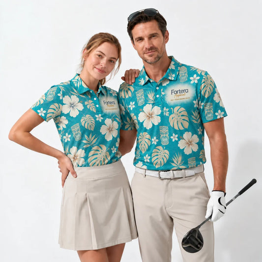 Hawaiian Polo Shirt with Fortera Apparel chest logo