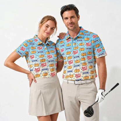 All Over Print Polo Shirt Nice Buns funny golf polo worn by two golfers