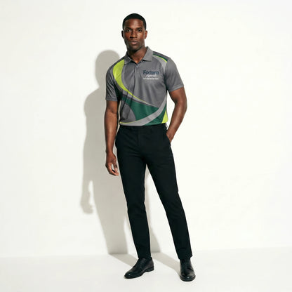 All Over Print Polo Shirt Swoosh Wave close-up fabric texture - Fortera Apparel