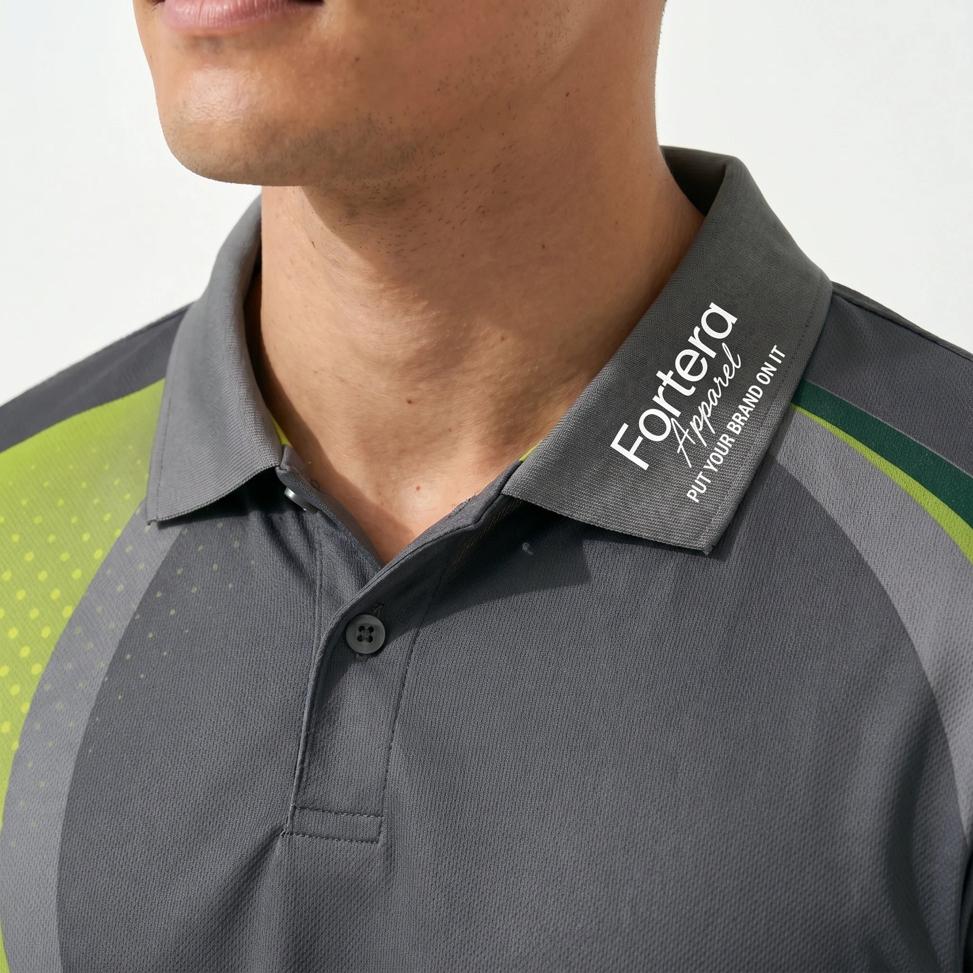 All Over Print Polo Shirt Swoosh Wave back view detail - Fortera Apparel