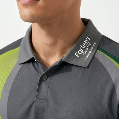 All Over Print Polo Shirt Swoosh Wave back view detail - Fortera Apparel