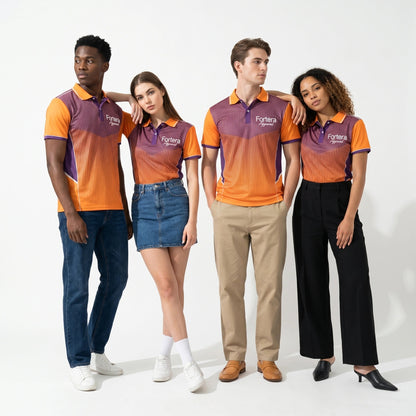 All Over Print Polo Shirt Vertical Ombre Stripe team uniform agency setting - Fortera Apparel