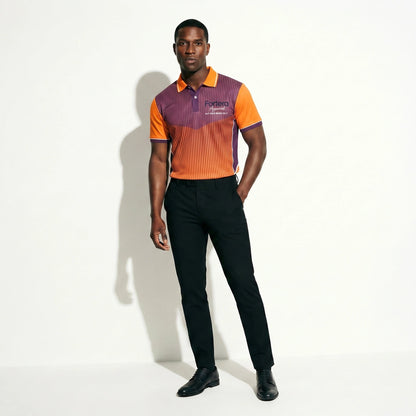 All Over Print Polo Shirt Vertical Ombre Stripe close-up vertical stripe detail - Fortera Apparel