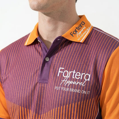 All Over Print Polo Shirt Vertical Ombre Stripe side angle silhouette detail - Fortera Apparel