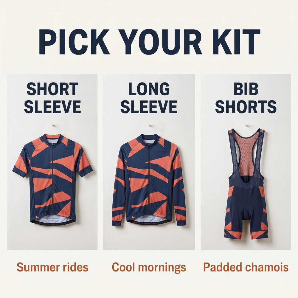 Guide to custom short sleeve, long sleeve cycling jerseys and bib shorts