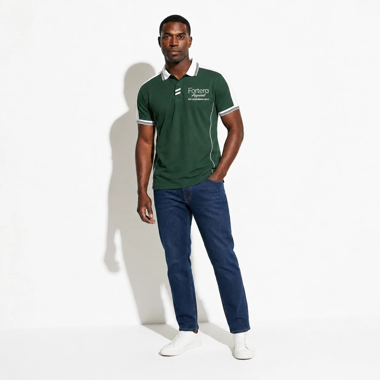 Women's custom embroidered polo shirt with logo in green