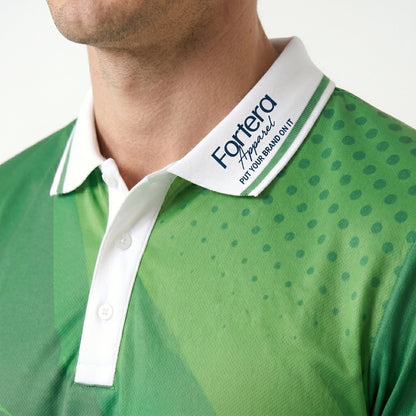 Custom Print Polo Shirt Brush Stroke Wave back view wave detail - Fortera Apparel