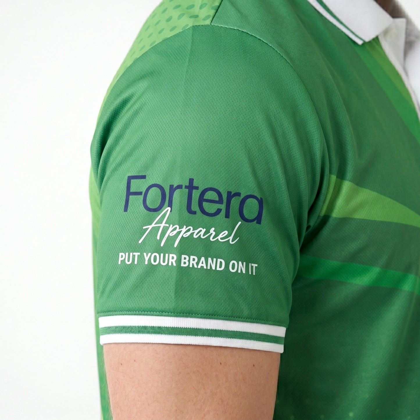 Custom Print Polo Shirt Brush Stroke Wave sleeve and cuff detail - Fortera Apparel