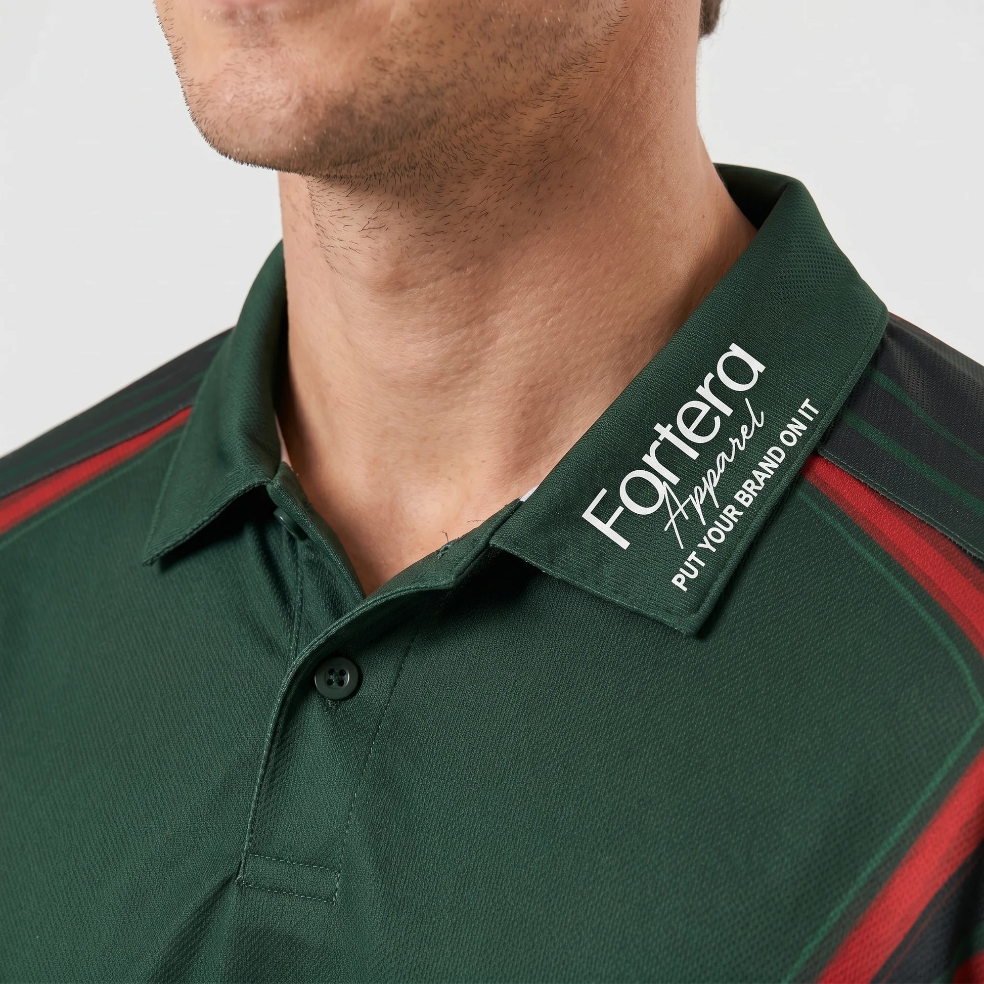 Custom Print Polo Shirt Chevron Arrow back view detail - Fortera Apparel