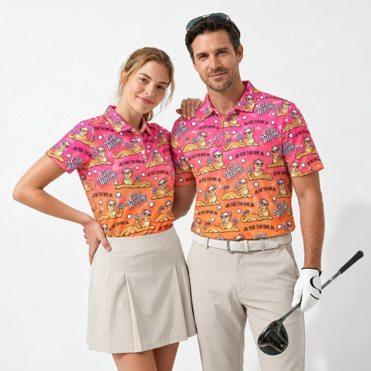 Custom Print Polo Shirt Country Club Cougar funny golf polo worn by two golfers