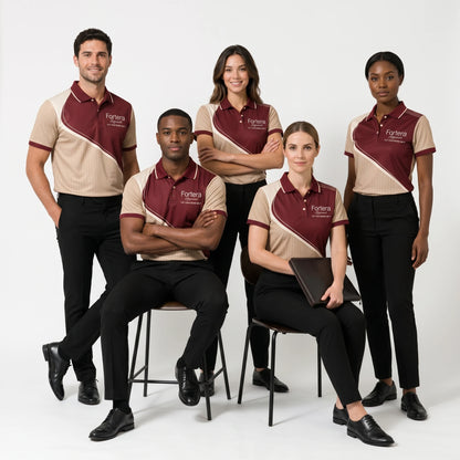 Custom Print Polo Shirt Diagonal Split team uniform on the field - Fortera Apparel