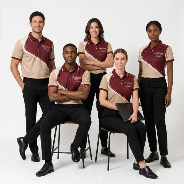 Custom Print Polo Shirt Diagonal Split team uniform on the field - Fortera Apparel