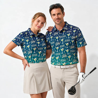 Custom Print Polo Shirt Dirty Martini funny golf polo worn by two golfers