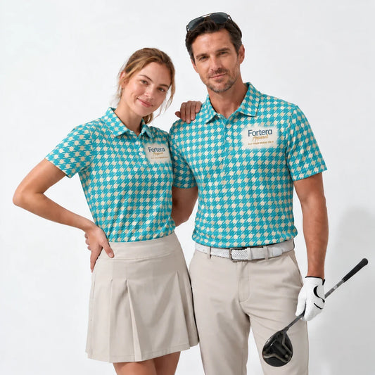 Houndstooth Polo Shirt with Fortera Apparel chest logo