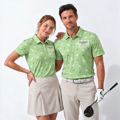 Dinosaur Silhouette Polo Shirt with Fortera Apparel chest logo