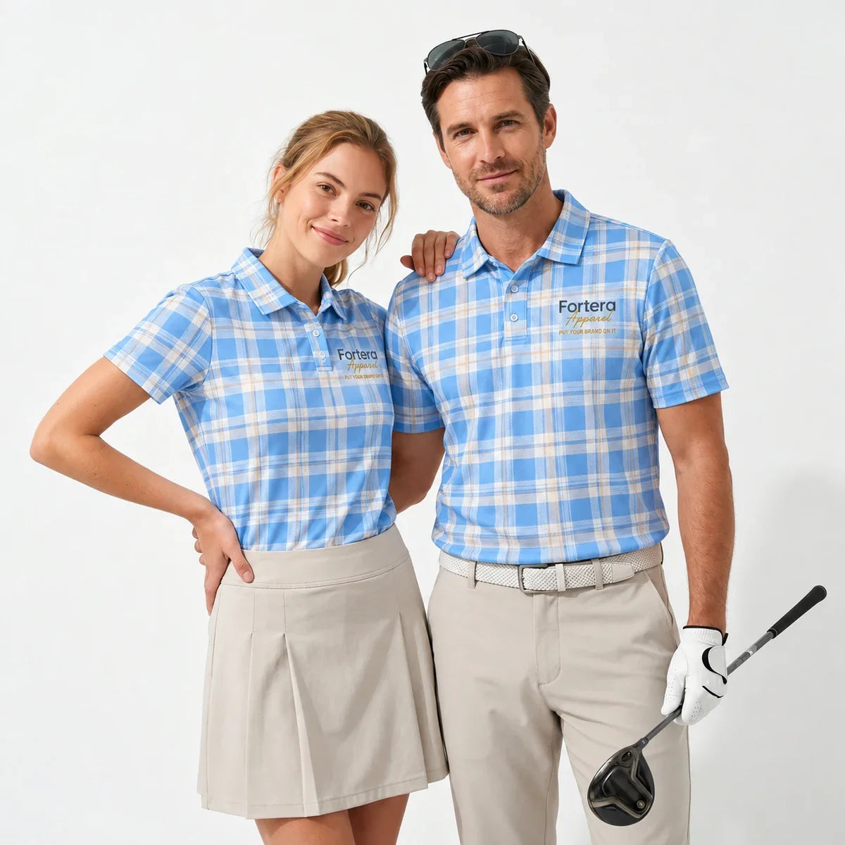 Plaid Polo Shirt with Fortera Apparel chest logo