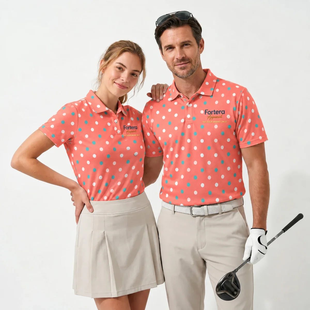 Polka Dot Polo Shirt with Fortera Apparel chest logo