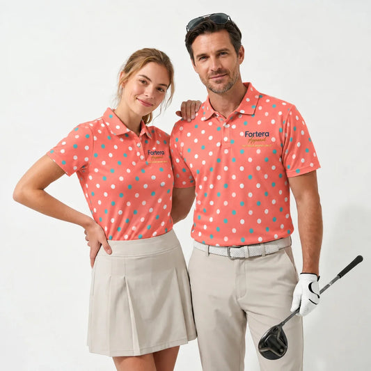 Polka Dot Polo Shirt with Fortera Apparel chest logo