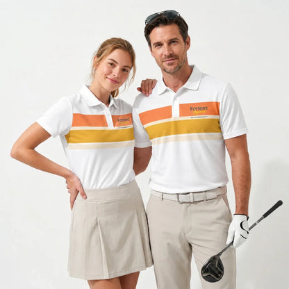 80s Striped Polo Shirt with Fortera Apparel chest logo