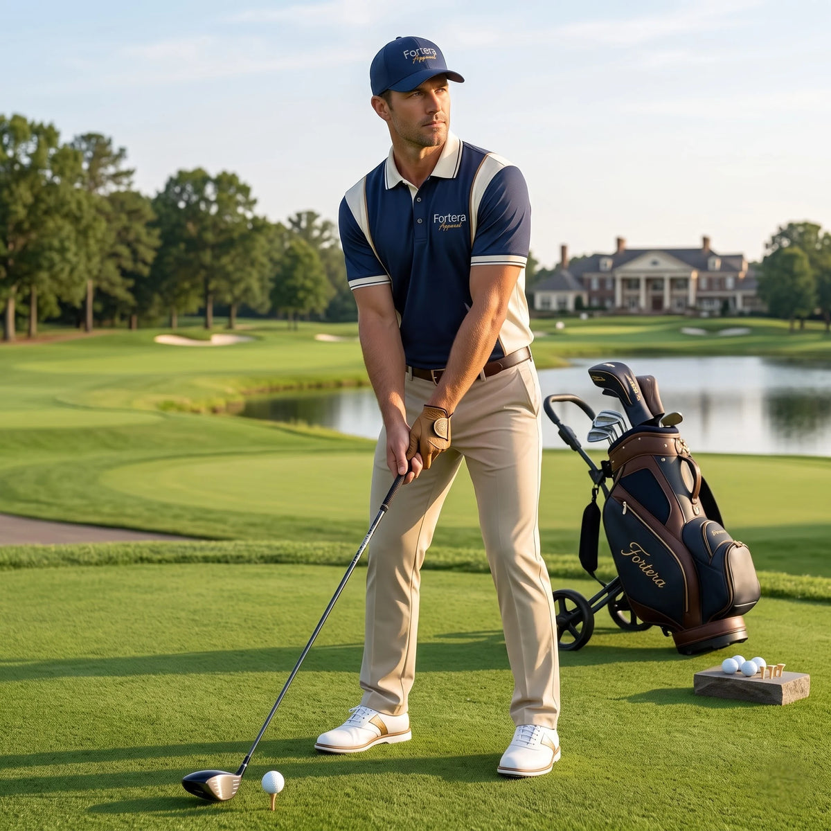 Dri fit navy color block performance polo fabric detail