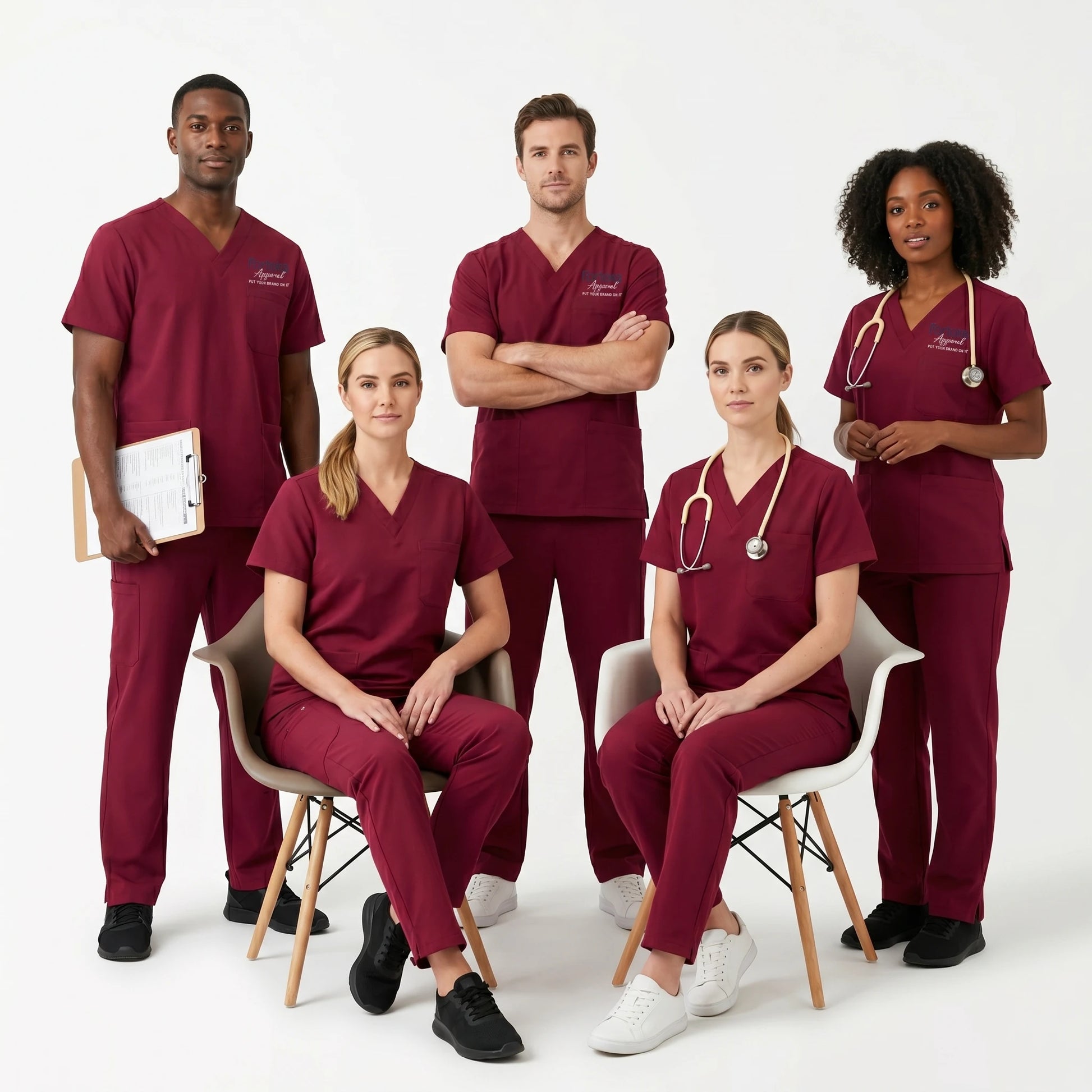 Essential Embroidered Scrubs Set worn by healthcare professional in clinic - Fortera Apparel