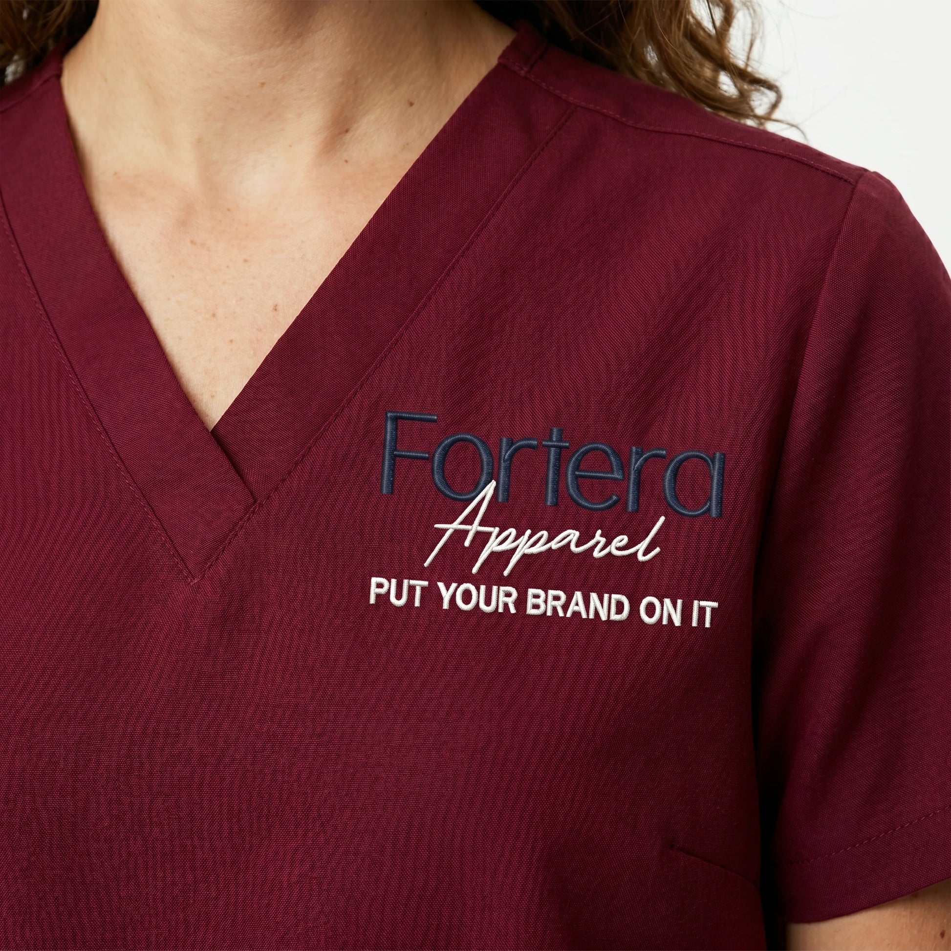 Essential Embroidered Scrubs Set back view tailored silhouette - Fortera Apparel