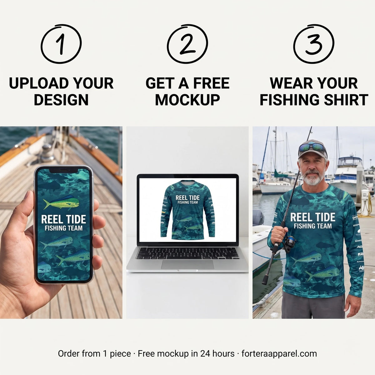 Custom Fishing Shirts - Upload Your Design | Long Sleeve Sublimated Fishing Shirt | Fortera Apparel