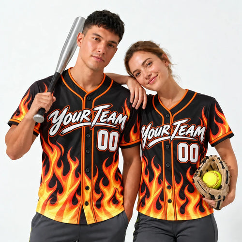 Flame Burst Cool Baseball Jersey - Fortera Apparel