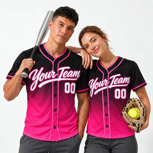 Pink Midnight Fade softball jersey for women worn by a baseball player and a softball player
