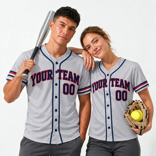 Road Grey gray baseball jersey worn by a baseball player and a softball player